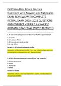 California Real Estate Practice &NewLine;Questions with Answers and Rationales &NewLine;EXAM REVIEWS WITH COMPLETE &NewLine;ACTUAL EXAM 2025 -2026 QUESTIONS &NewLine;AND CORRECT VERIFIED ANSWERS&sol; &NewLine;ALREADY GRADED A&plus; &lpar;MOST RECENT&excl;&excl;&rpar; 