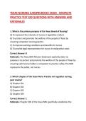 TEXAS NURSING JURISPRUDENCE EXAM - COMPLETE PRACTICE TEST 200 QUESTIONS WITH ANSWERS AND RATIONALES