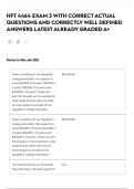HFT 4464 EXAM 3 WITH CORRECT ACTUAL QUESTIONS AND CORRECTLY WELL DEFINED ANSWERS LATEST ALREADY GRADED A&plus;