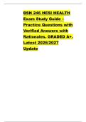 BSN 246 HESI HEALTH &NewLine;Exam Study Guide &ndash; &NewLine;Practice Questions with &NewLine;Verified Answers with &NewLine;Rationales&period; GRADED A&plus;&period; &NewLine;Latest 2026&sol;2027 &NewLine;Update &NewLine;