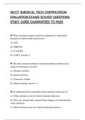NCCT SURGICAL TECH CERTIFICATION&NewLine;EVALUATION EXAMS SOLVED QUESTIONS&NewLine;STUDY GUIDE GUARANTEED TO PASS