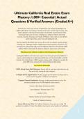 Ultimate California Real Estate Exam Mastery&colon; 1&comma;000&plus; Essential &vert; Actual Questions & Verified Answers &lpar;Graded A&plus;&rpar;&NewLine;&NewLine;