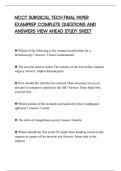 NCCT SURGICAL TECH FINAL PAPER&NewLine;EXAMPREP COMPLETE QUESTIONS AND&NewLine;ANSWERS VIEW AHEAD STUDY SHEET&NewLine;
