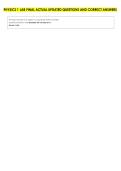 PHYSICS 1 LAB FINAL ACTUAL UPDATED QUESTIONS AND CORRECT ANSWERS 