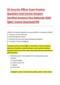 DC Security Officer Exam Practice &NewLine;Questions And Correct Answers &NewLine;&lpar;Verified Answers&rpar; Plus Rationale 2026 &NewLine;Q&A&vert; Instant Download Pdf 