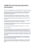 CHEM 232 Lab Final Exam Questions and Answers