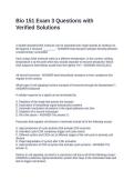 Bio 151 Exam 3 Questions with Verified Solutions