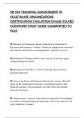 NR 533 FINANCIAL MANAGEMENT IN&NewLine;HEALTHCARE ORGANIZATIONS&NewLine;CERTIFICATION EVALUATION EXAMS SOLVED&NewLine;QUESTIONS STUDY GUIDE GUARANTEED TO&NewLine;PASS