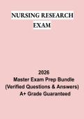 NURSING RESEARCH EXAM 2026 &vert; Complete Study Guide&comma; Practice Questions&comma; Test Bank & Review Notes PDF