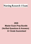 Nursing Research 1 Exam 2026 &vert; Complete Study Guide&comma; Practice Questions&comma; Review Notes & Test Bank PDF