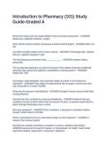 Introduction to Pharmacy &lpar;101&rpar; Study Guide-Graded A