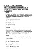 CARDIOLOGY FISDAP EMT QUESTIONS AND ANSWERS WITH COMPLETE SOLUTIONS ALREADY PASSED&excl;&excl;&excl;