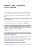 Pharm 101 Test Questions with Verified Solutions