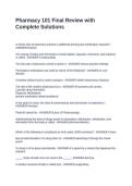 Pharmacy 101 Final Review with Complete Solutions