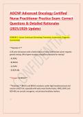 AOCNP Advanced Oncology Certified &NewLine;Nurse Practitioner Practice Exam&colon; Correct &NewLine;Questions & Detailed Rationales &NewLine;&lpar;2025&sol;2026 Update&rpar; 