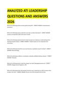 ATI Leadership &lpar;2026&rpar; &ndash; Analyzed Questions and Answers Exam Review