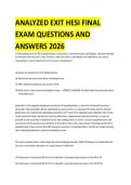 Exit HESI Final Exam &lpar;2026&rpar; &ndash; Analyzed Questions and Answers
