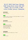 NR 327&sol; NR327 Final Exam&colon; Maternal-Child Nursing Review &lpar;Latest 2026&sol; 2027 Update&rpar; &vert; Qs & As&vert; Grade A&vert; 100&percnt; Correct &lpar;Verified Answers&rpar;- Chamberlain