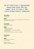 NR 327&sol; NR327 Exam 2&colon; Maternal-Child Nursing Guide &lpar;Latest 2026&sol; 2027 Update&rpar; &vert; Qs & As&vert; Grade A&vert; 100&percnt; Correct &lpar;Verified Answers&rpar;- Chamberlain