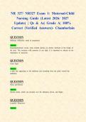 NR 327&sol; NR327 Exam 1&colon; Maternal-Child Nursing Guide &lpar;Latest 2026&sol; 2027 Update&rpar; &vert; Qs & As&vert; Grade A&vert; 100&percnt; Correct &lpar;Verified Answers&rpar;- Chamberlain