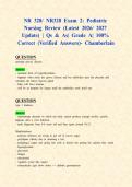 NR 328&sol; NR328 Exam 2&colon; Pediatric Nursing Review &lpar;Latest 2026&sol; 2027 Update&rpar; &vert; Qs & As&vert; Grade A&vert; 100&percnt; Correct &lpar;Verified Answers&rpar;- Chamberlain