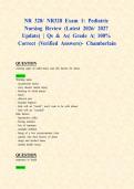 NR 328&sol; NR328 Exam 1&colon; Pediatric Nursing Review &lpar;Latest 2026&sol; 2027 Update&rpar; &vert; Qs & As&vert; Grade A&vert; 100&percnt; Correct &lpar;Verified Answers&rpar;- Chamberlain
