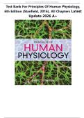 Test Bank for Principles of Human Physiology&comma; 6th Edition &lpar;Stanfield&comma; 2016&rpar;&comma; All Chapters