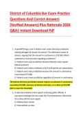 District of Columbia Bar Exam Practice &NewLine;Questions And Correct Answers &NewLine;&lpar;Verified Answers&rpar; Plus Rationale 2026 &NewLine;Q&A&vert; Instant Download Pdf