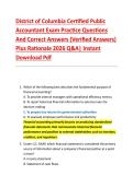 District of Columbia Certified Public &NewLine;Accountant Exam Practice Questions &NewLine;And Correct Answers &lpar;Verified Answers&rpar; &NewLine;Plus Rationale 2026 Q&A&vert; Instant &NewLine;Download Pdf 