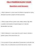 2026 PALS Pharmacology Exam Actual Questions & Answers &lpar;Latest 2026 &sol; 2027 Update&rpar; 100&percnt; Guarantee Pass &lpar;Verified Answers&rpar;