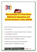 Microbiology 311 Final Exam 2026 &vert; 250&plus; Exam Questions & Correct Answers &vert; Bacteriology&comma; Virology&comma; Immunology&comma; Infectious Diseases&comma; Microbial Genetics & Antimicrobial Therapy