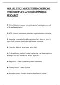 NUR 155 STUDY GUIDE TESTED QUESTIONS&NewLine;WITH COMPLETE ANSWERS PRACTICE&NewLine;RESOURCE&NewLine;