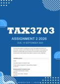 TAX3703 Assignment 2 2026 - Distinction &vert; Due 14 September 2026