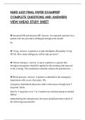 NURS 6521 FINAL PAPER EXAMPREP&NewLine;COMPLETE QUESTIONS AND ANSWERS&NewLine;VIEW AHEAD STUDY SHEET
