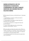 NURSING INFORMATICS AND THE&NewLine;FOUNDATION OF KNOWLEDGE&NewLine;COMPREHENSIVE TEST BANK COMPLETE&NewLine;QUESTIONS AND ANSWERS PRACTICE&NewLine;SOLUTION VERIFIED