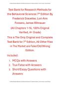 Test Bank Research Methods for the Behavioral Sciences 7th Edition By&NewLine;Frederick Gravetter&comma; Lori-Ann Forzano&comma; James Witnauer