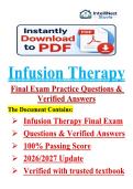 Infusion Therapy Final Exam Questions & Answers