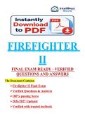 FF2 - FIREFIGHTER II FINAL EXAM READY - VERIFIED QUESTIONS AND ANSWERS- LATEST VERSION 2026&sol;2027