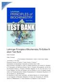 Test Bank For Lehninger Principles of Biochemistry&comma; 7th Edition by Nelson &vert; 9781464187964 &vert; &vert;Chapter 1-28 &vert; All Chapters with Answers and Rationals&NewLine;