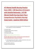 ATI Mental Health Nursing Practice Exam 2026 &vert; 100 Questions & Answers with Detailed Rationales &vert; ATI RN Exam Prep