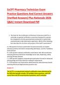 ExCPT Pharmacy Technician Exam &NewLine;Practice Questions And Correct Answers &NewLine;&lpar;Verified Answers&rpar; Plus Rationale 2026 &NewLine;Q&A&vert; Instant Download Pdf 