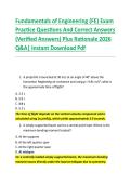Fundamentals of Engineering &lpar;FE&rpar; Exam &NewLine;Practice Questions And Correct Answers &NewLine;&lpar;Verified Answers&rpar; Plus Rationale 2026 &NewLine;Q&A&vert; Instant Download Pdf  