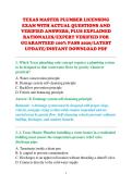 TEXAS MASTER PLUMBER LICENSING &NewLine;EXAM WITH ACTUAL QUESTIONS AND &NewLine;VERIFIED ANSWERS&comma; PLUS EXPLAINED &NewLine;RATIONALES&sol;EXPERT VERIFIED FOR &NewLine;GUARANTEED 100&percnt; PASS 2026&sol;LATEST &NewLine;UPDATE&sol;INSTANT DOWNLOAD PDF 