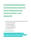 ICC B1 Residential Building Inspector &NewLine;Exam Practice Questions And Correct &NewLine;Answers &lpar;Verified Answers&rpar; Plus &NewLine;Rationales 2026 Q&A &vert; Instant &NewLine;Download Pdf 