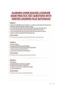 ALABAMA HOME BUILDER LICENSURE EXAM PRACTICE TEST QUESTIONS WITH VERIFIED ANSWERS PLUS RATIONALES