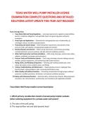 TEXAS WATER WELL PUMP INSTALLER LICENSE &NewLine;EXAMINATION COMPLETE QUESTIONS AND DETAILED &NewLine;SOLUTIONS LATEST UPDATE THIS YEAR JUST RELEASED