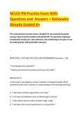 NCLEX-PN Practice Exam With&NewLine;Questions and Answers &plus; Rationales&NewLine;Already Graded A&plus;