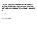 OBGYN APGO UWISE EXAM WITH CORRECT ACTUAL QUESTIONS AND CORRECTLY WELL DEFINED ANSWERS LATEST ALREADY GRADED A&plus; 