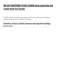 NR 547 MIDTERM STUDY GUIDE EXAM QUESTIONS ARE TAKEN FROM THE COURSE 