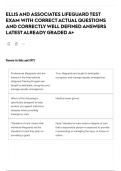 ELLIS AND ASSOCIATES LIFEGUARD TEST EXAM WITH CORRECT ACTUAL QUESTIONS AND CORRECTLY WELL DEFINED ANSWERS LATEST ALREADY GRADED A&plus; 